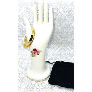 Gold-Plated Stainless Steel Double Bangle Bracelet For Women with Black Velvet P